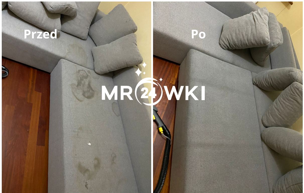Narożnik rozkładany przed i po praniu